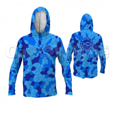 Hexagonal Camo Fishing Hooded Shirts