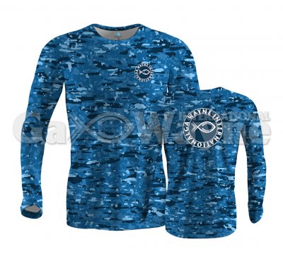 Digital Camo Blue Fishing Shirt