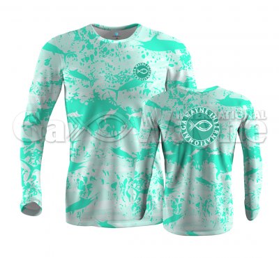 Aqua Green Fishing Performance Shirts