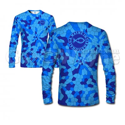 Kids Hexagonal Blue Camo Fishing Shirts